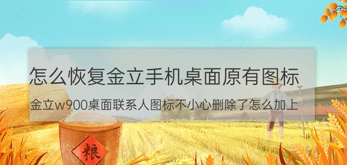 怎么恢复金立手机桌面原有图标 金立w900桌面联系人图标不小心删除了怎么加上？